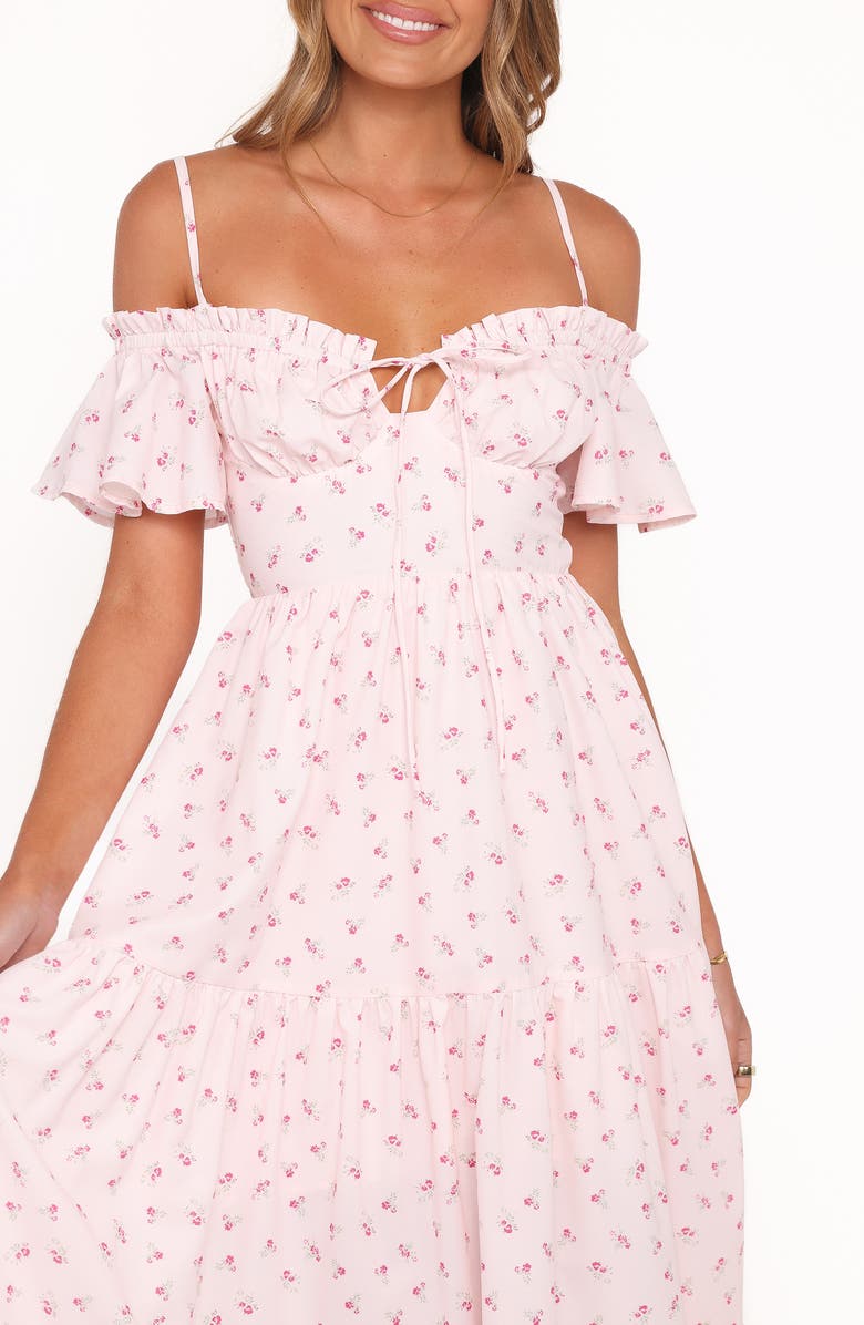 Petal & Pup Lachay Ditsy Floral Cold Shoulder Maxi Dress, Alternate, color, Pink Floral