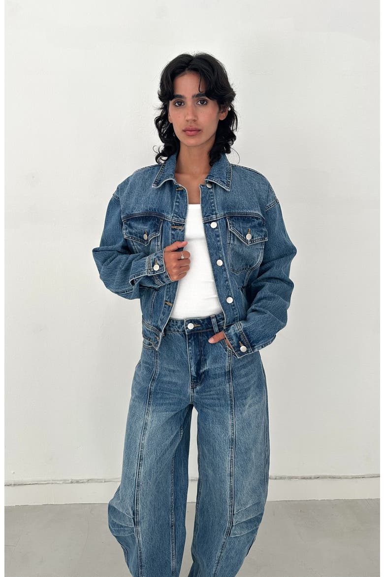 Noma Barrel Denim Jeans, Alternate, color, Medium Blue