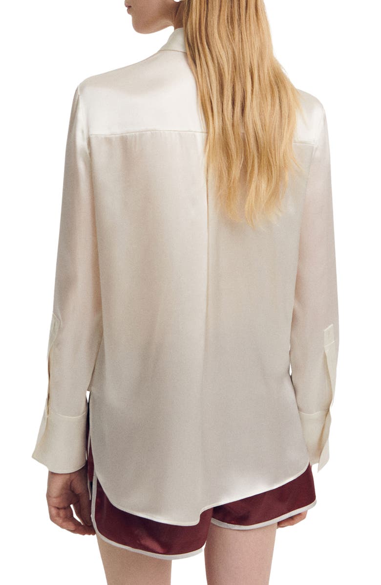 MANGO Silk Satin Button-Up Shirt, Alternate, color, 