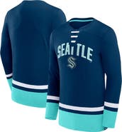 FANATICS Men's Fanatics Branded Deep Sea Blue Seattle Kraken Back Pass Lace-Up Long Sleeve T-Shirt