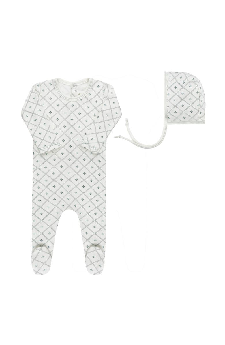 Ely's & Co. Aurora Classics Diamond Print Collection - Footie + Bonnet, Main, color,