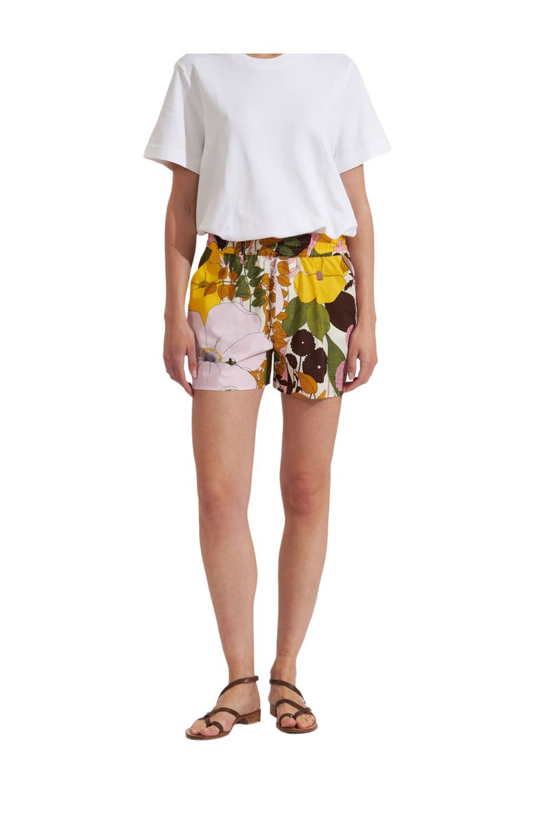 La DoubleJ Pull-Up Shorts Pineapple Sunflower White, Main, color, 