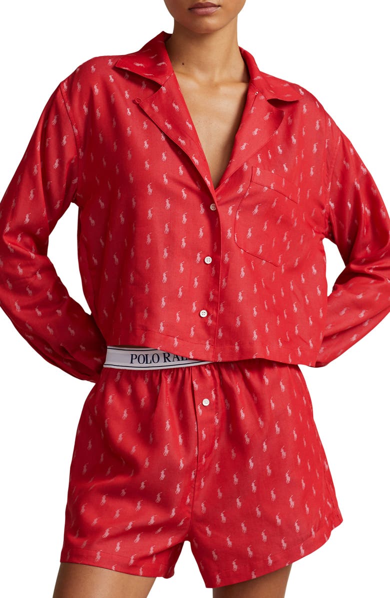 Polo Ralph Lauren Crop Short Pajamas, Main, color, Haute Red