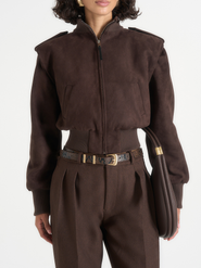 Manière De Voir Delfina Suede Trench-Detail Bomber Jacket