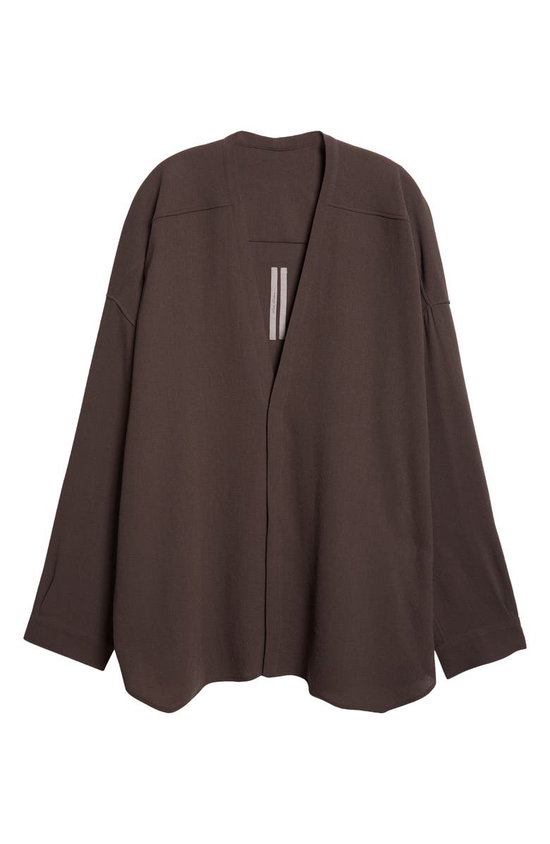 Rick Owens Lido Larry Virgin Wool Shirt, Alternate, color, Dark Dust