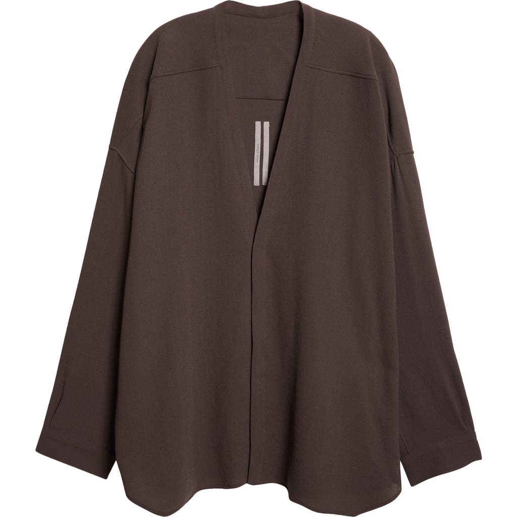 Rick Owens Lido Larry Virgin Wool Shirt In Brown