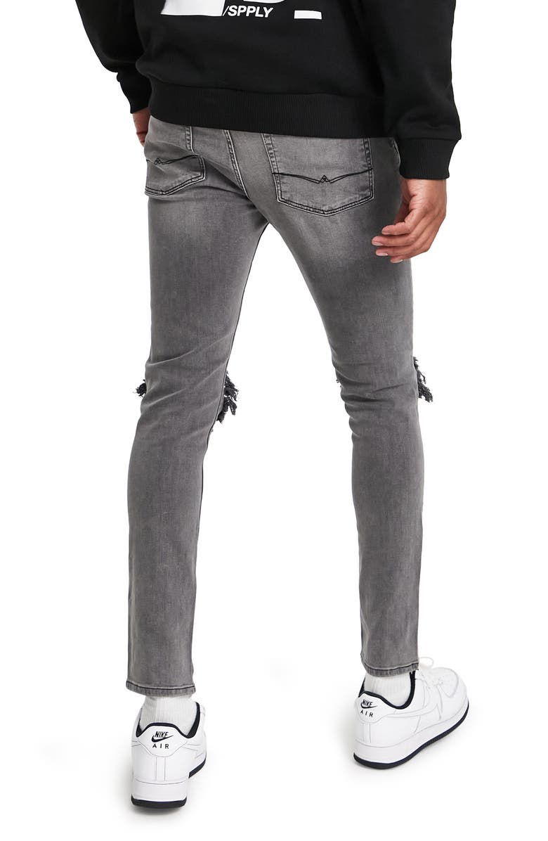 ASOS DESIGN Ripped Skinny Jeans, Alternate, color, 