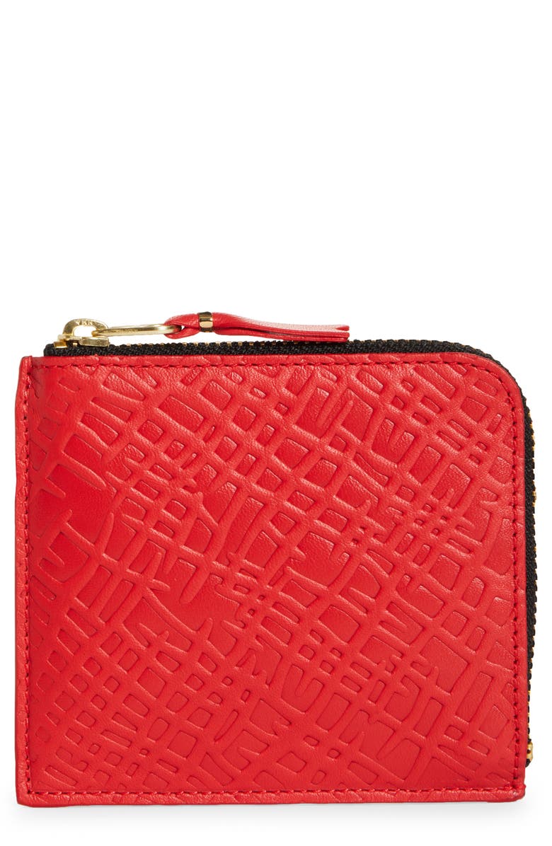 Comme des Garçons Wallets Roots Embossed Leather Half Zip Wallet, Main, color, 
