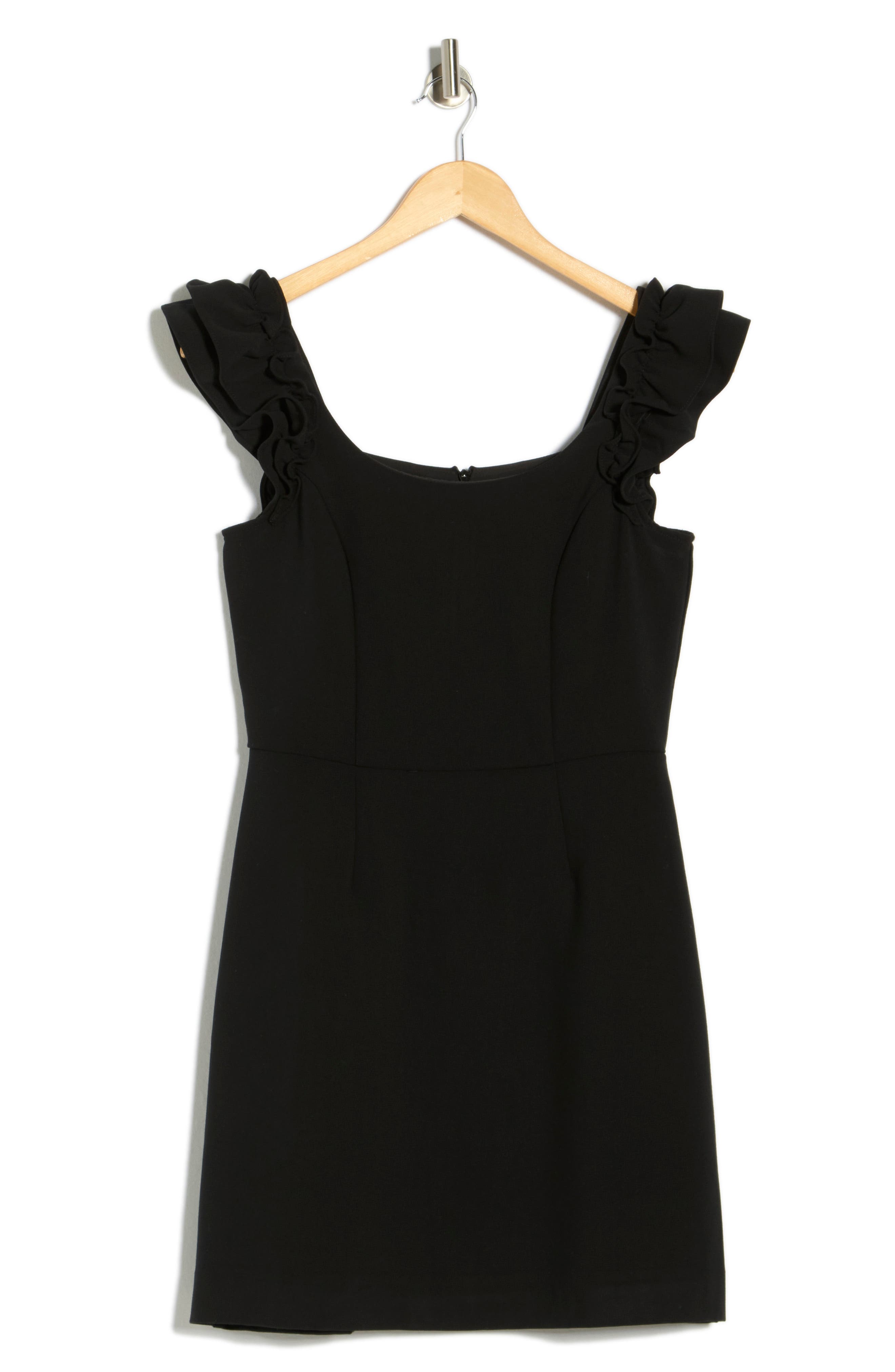 French Connection Whisper Ruffle Shoulder Shift Dress