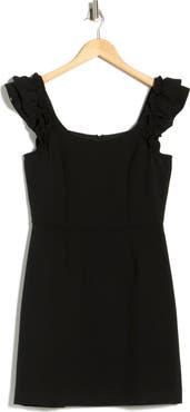 French Connection Whisper Ruffle Shoulder Shift Dress