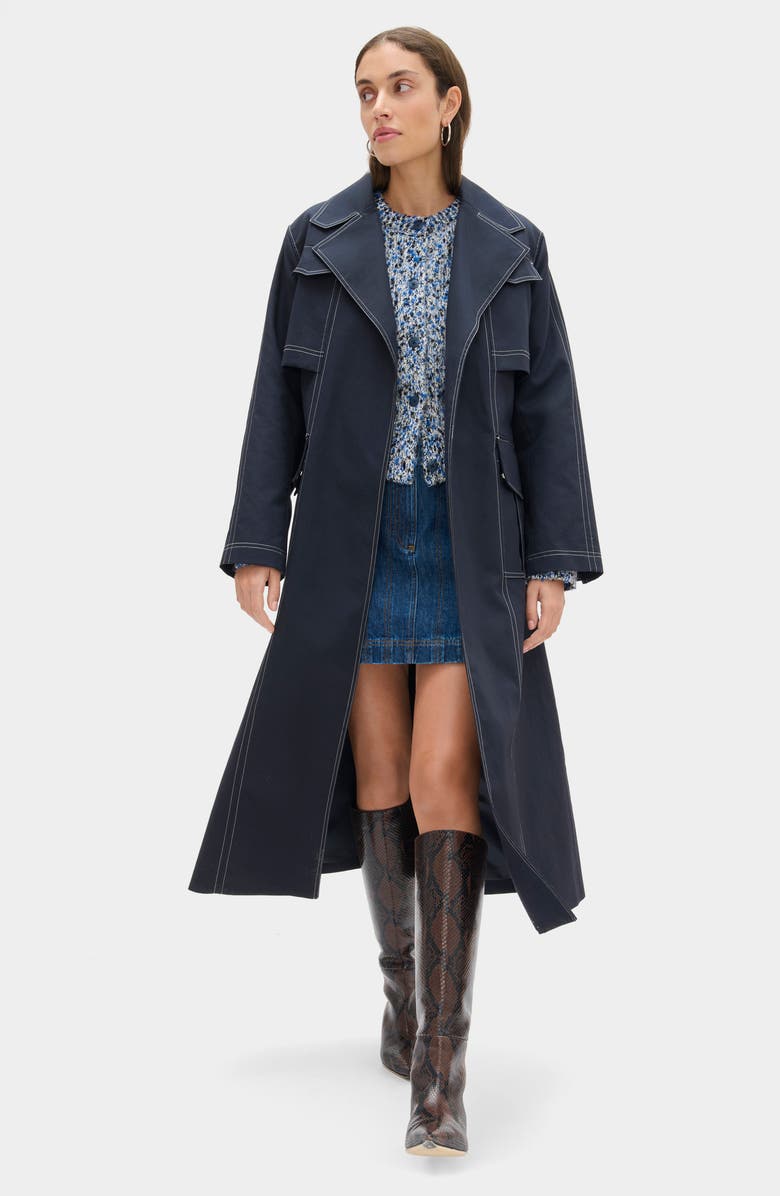 ALIGNE Garnet Topstitch Detail Denim Miniskirt, Alternate, color, Ocean Blue