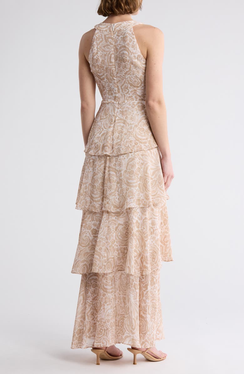 Tommy Hilfiger Floral Halter Neck Tiered Chiffon Maxi Dress, Alternate, color,
