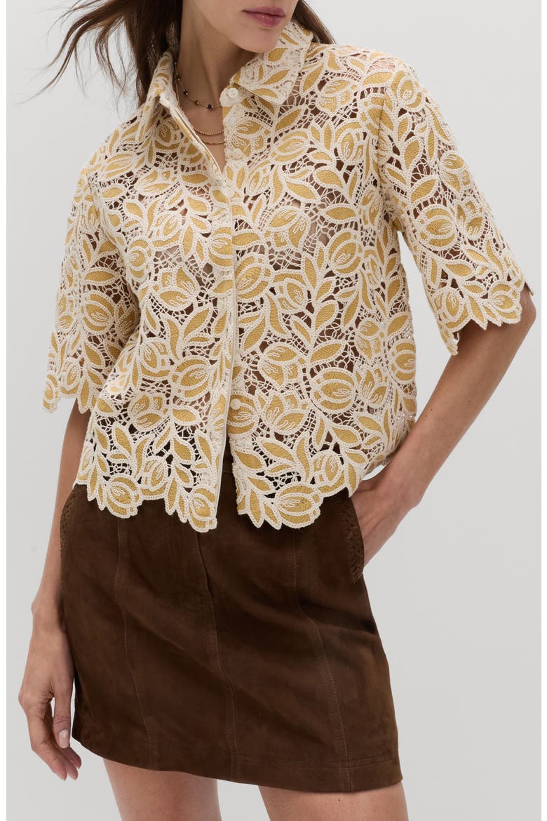 Open Stitch Shirt Jacket, Main, color, YELLOW/ MULTI
