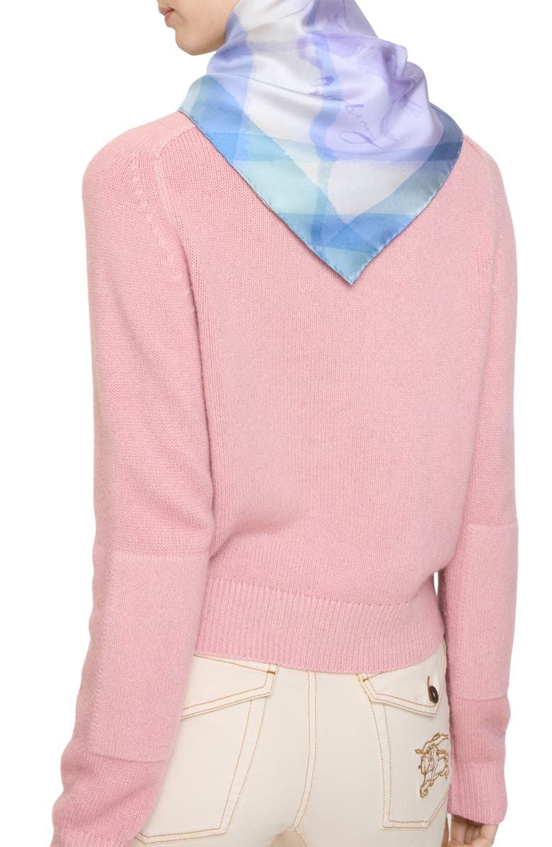 Burberry Watercolor Check EKD Silk Twill Square Scarf, Alternate, color, Lilac Purple