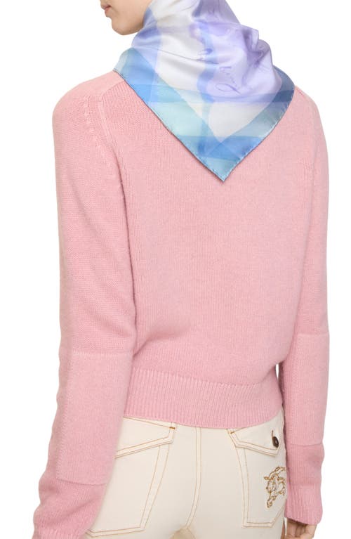 Burberry Watercolor Check Ekd Silk Twill Square Scarf In Blue