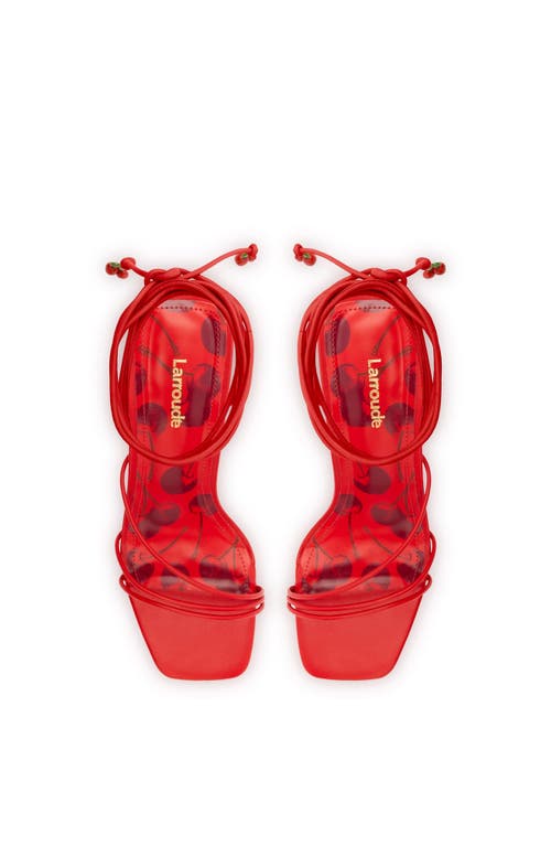 Larroude Women's Nadia Square Toe Strappy Mid Heel Sandals In Red