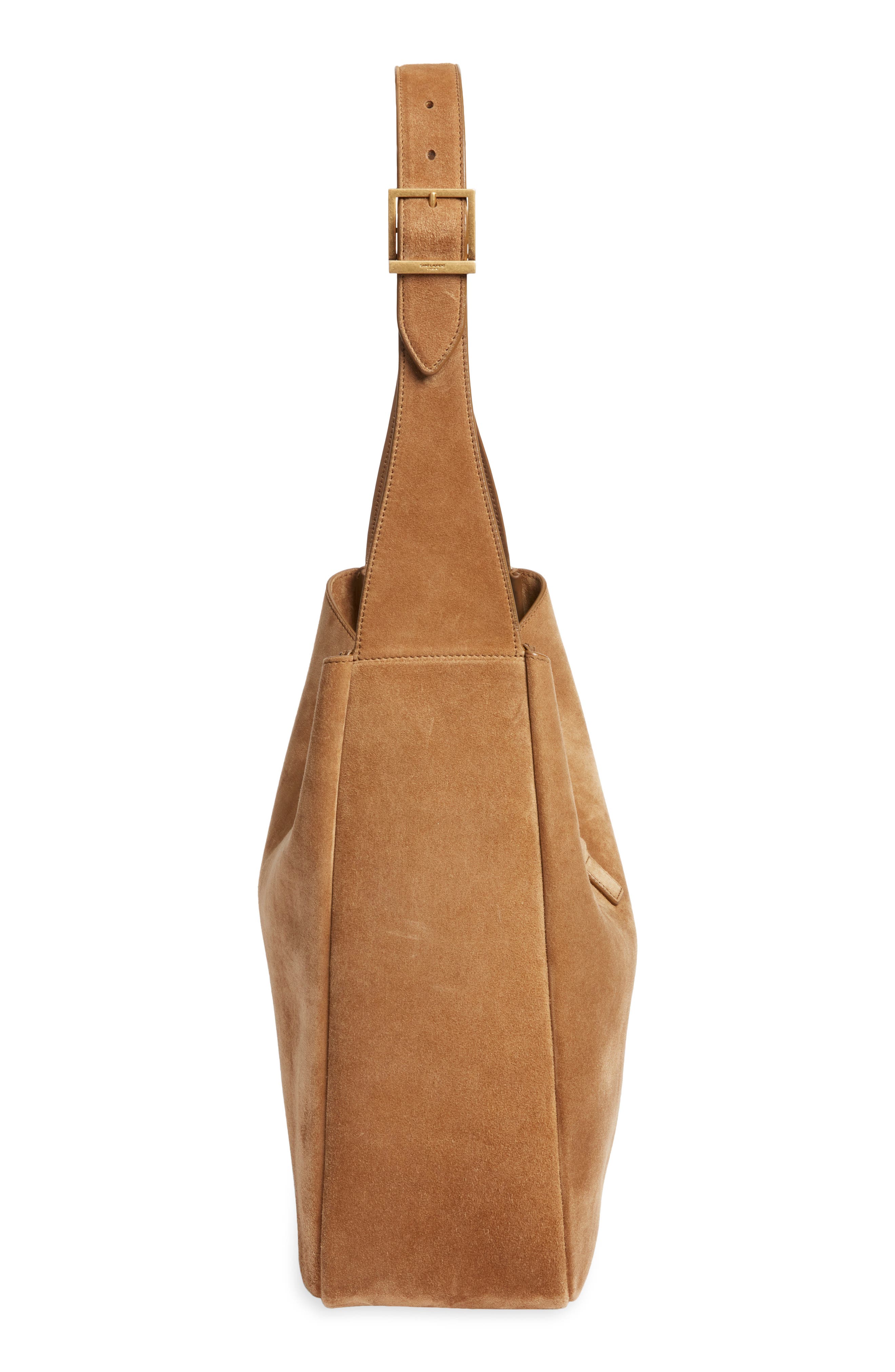 Saint Laurent Large Le 5 À 7 Suede Hobo Bag, Alternate, color, Golden Leaf