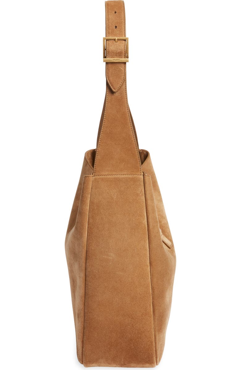 Saint Laurent Large Le 5 À 7 Suede Hobo Bag, Alternate, color, Golden Leaf