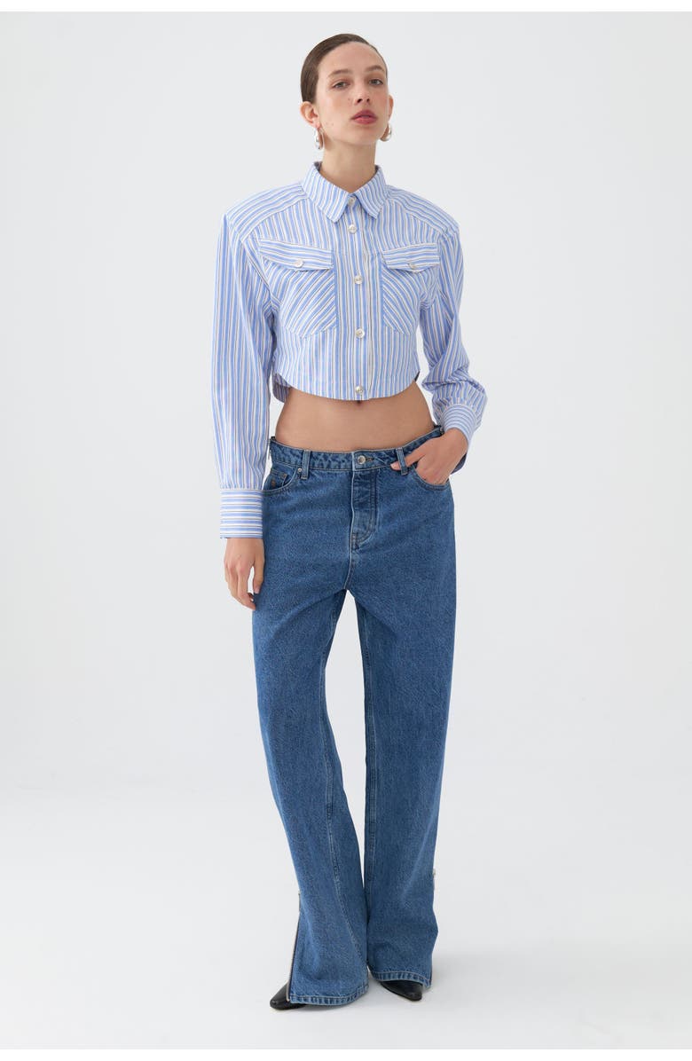 Nocturne Striped Shirt with Shoulder Pad, Alternate, color, 