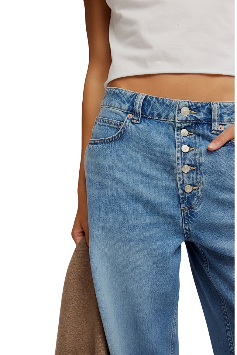 Nia Exposed Button Wide Leg Jeans, Alternate, color, FRIDAY