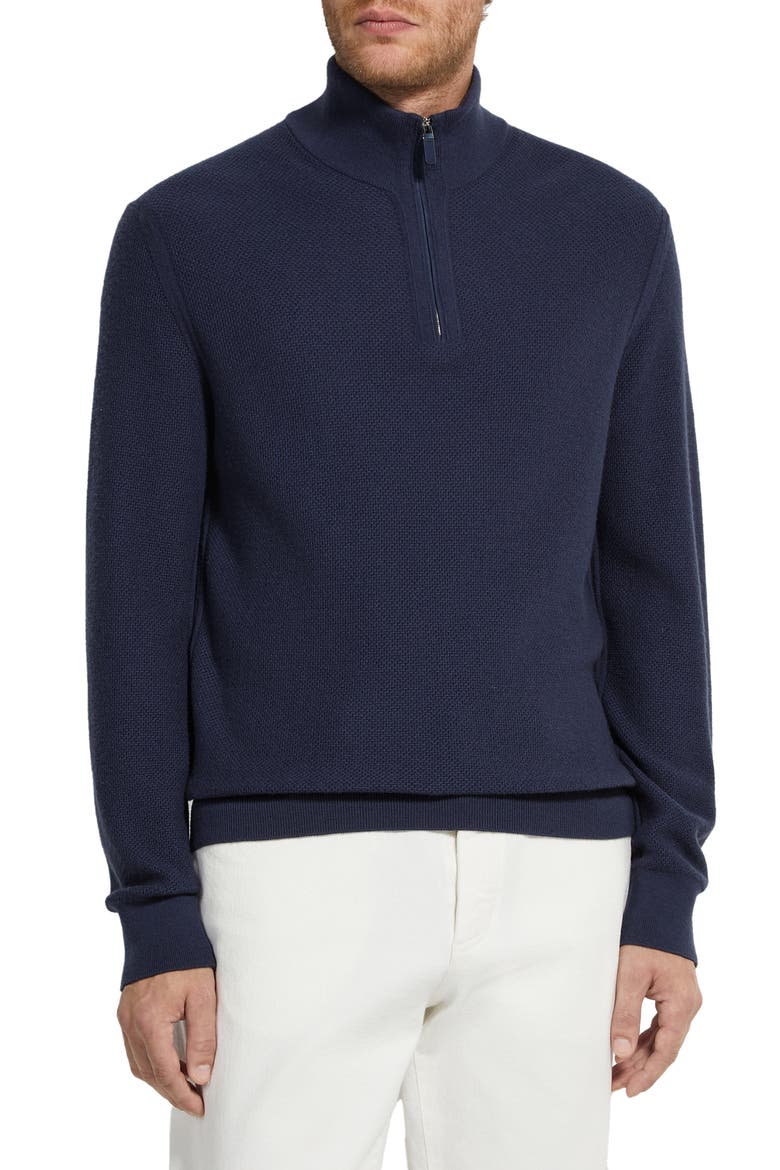Oasi Cashmere Quarter Zip Sweater, Main, color, INK BLUE