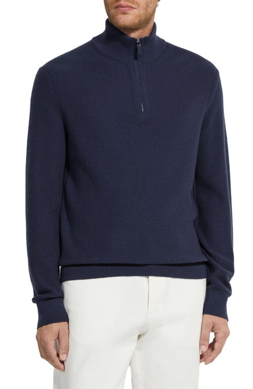 Zegna Mock-neck Half-zip Cashmere Sweater In Blue