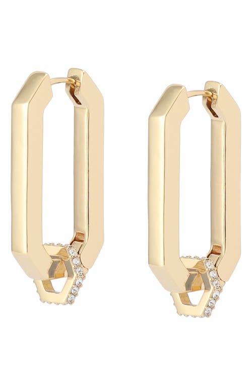 Allsaints Crystal Hexagon Huggie Hoop Earrings In Gold