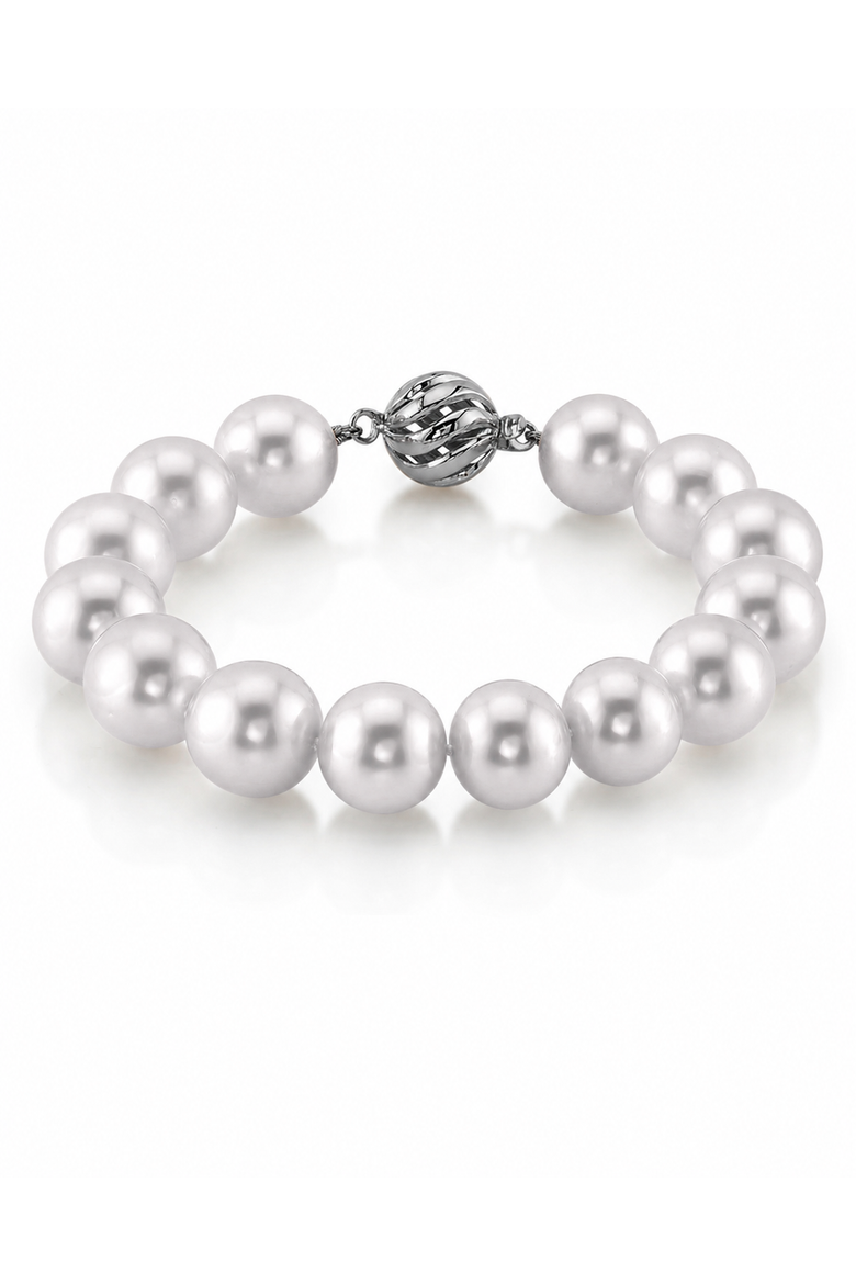 12-13mm White South Sea White Pearl Bracelet, Main, color, White Gold Clasp