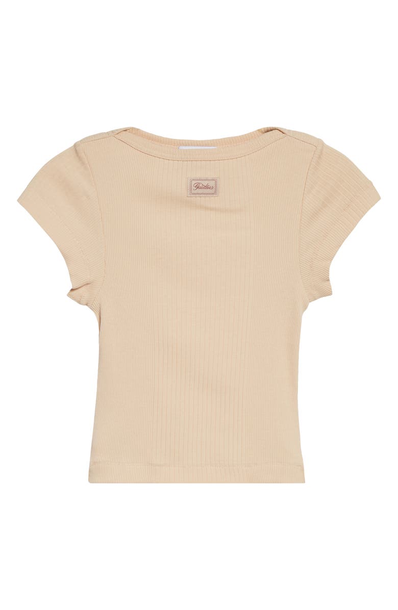 Jean Paul Gaultier Needle Patch Rib Baby Tee, Main, color, Nude