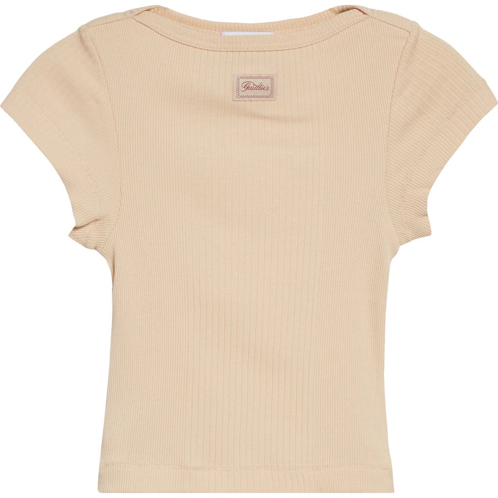Jean Paul Gaultier Needle Patch Rib Baby Tee In Brown