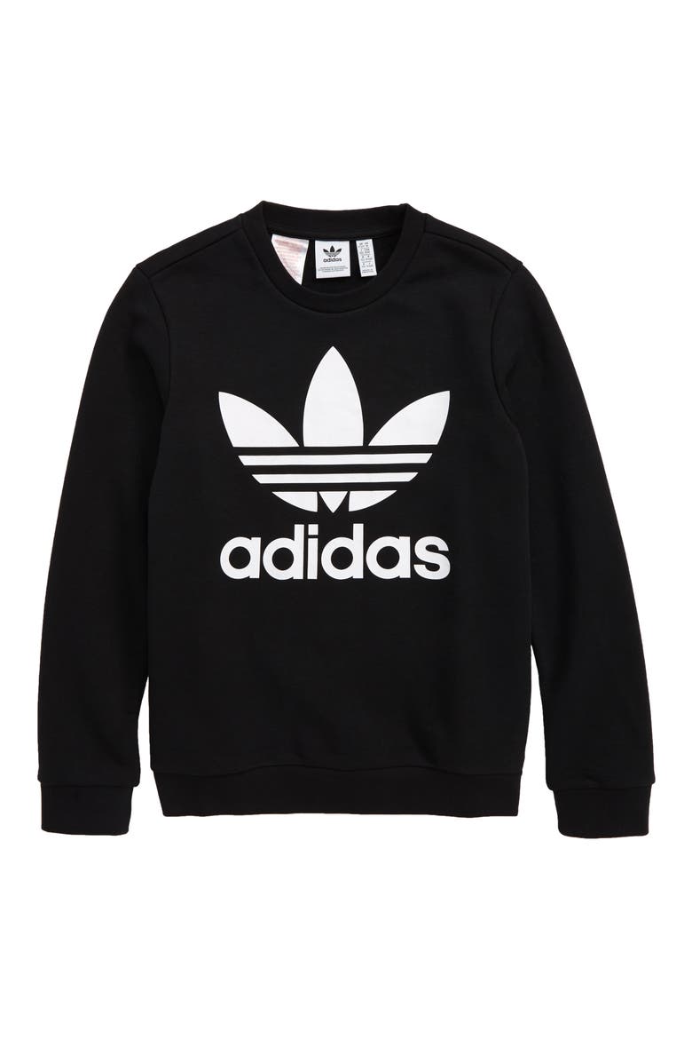 Trefoil Sweatshirt, Main, color, BLACK/ WHITE