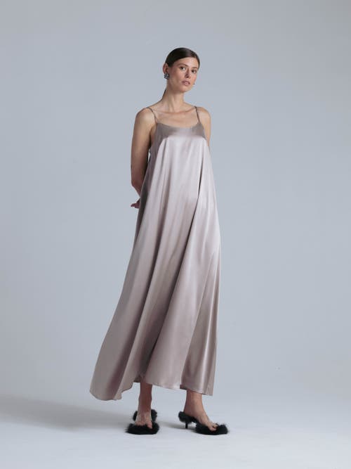 Alas Aphrodite Sleeveless Silk Maxi Dress In Silver