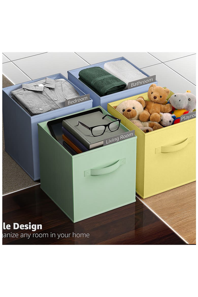 6-Pack Large Collapsible Storage Bins, Alternate, color, PASTEL BLUE/ GREEN/ YELLOW