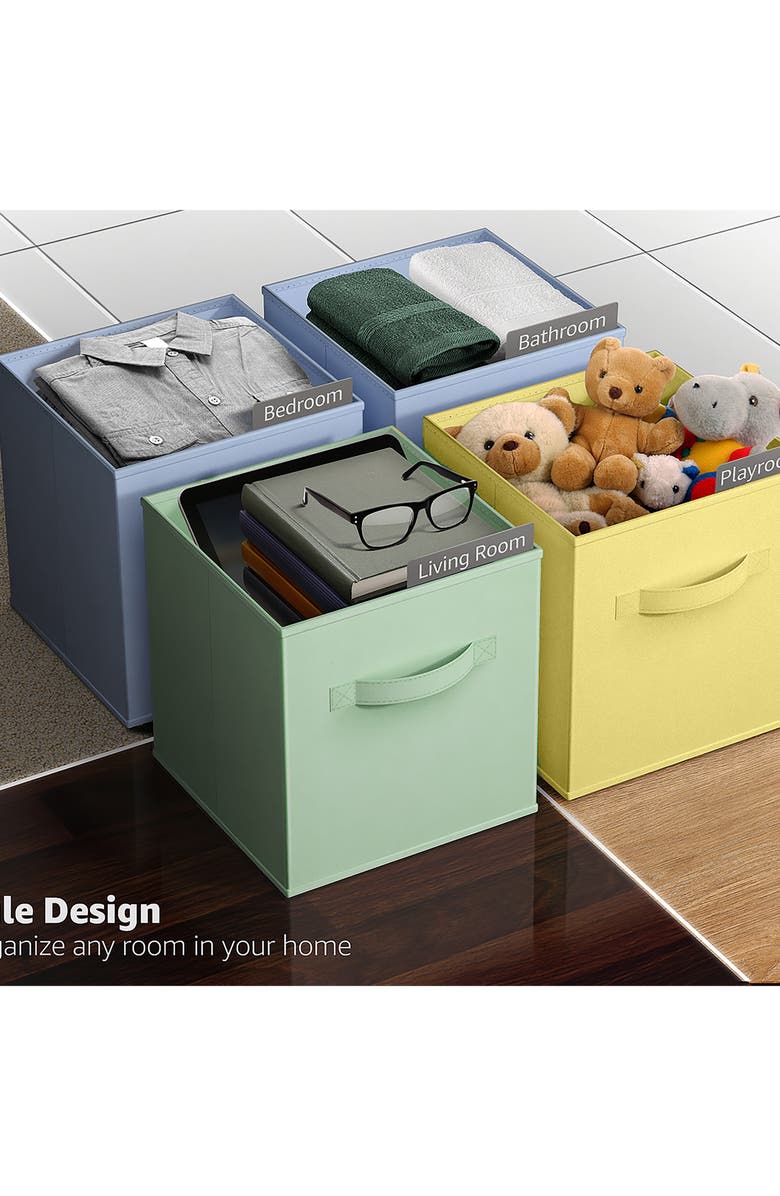 SORBUS 6-Pack Large Collapsible Storage Bins, Alternate, color, Pastel Blue/ Green/ Yellow