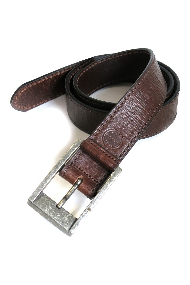Burnished Calfskin Leather Belt, Alternate, color, CHESTNUT