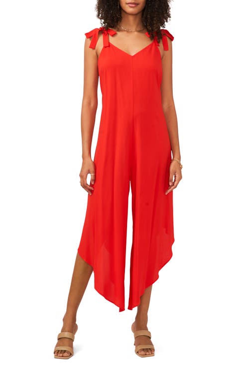 Tie Shoulder Asymmetric Crop Jumpsuit