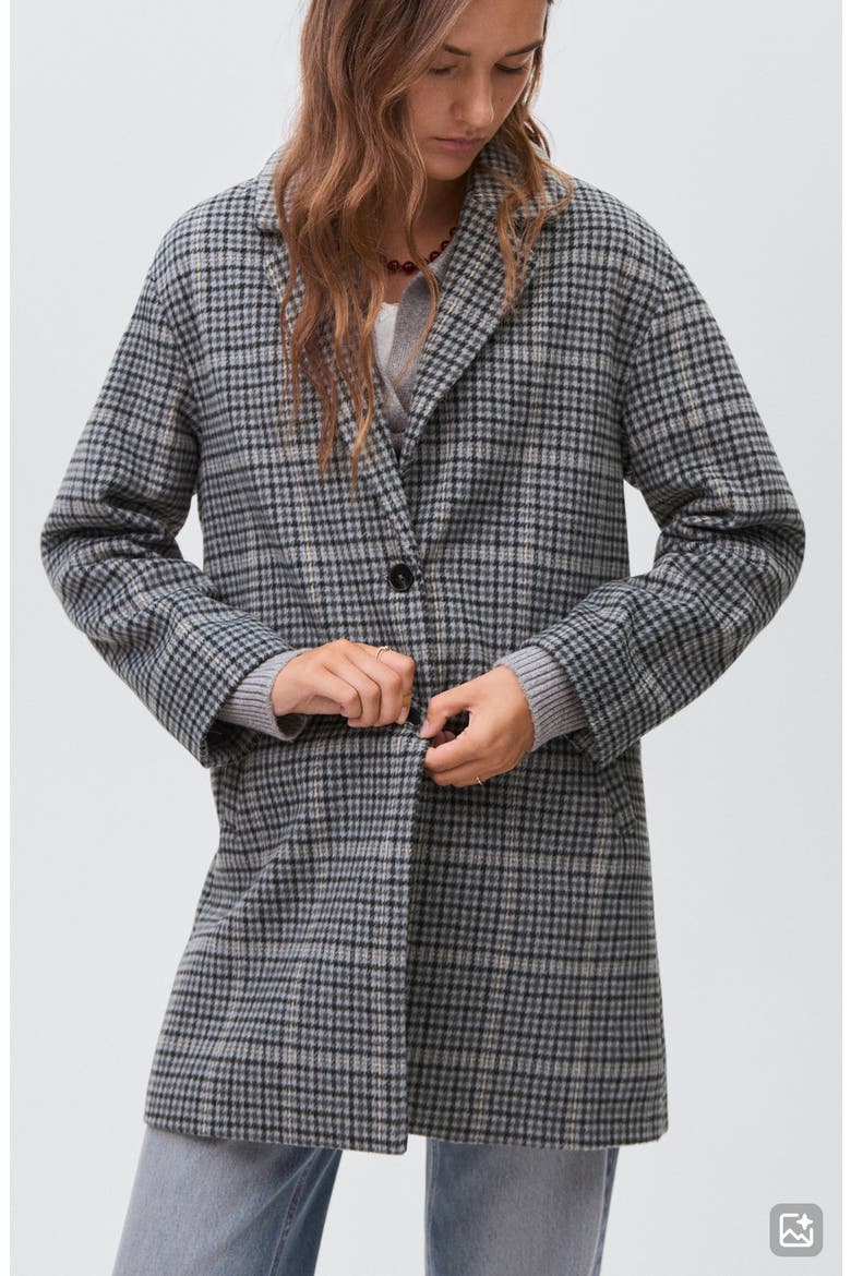Check Longline Coat, Alternate, color, SKY BLUE