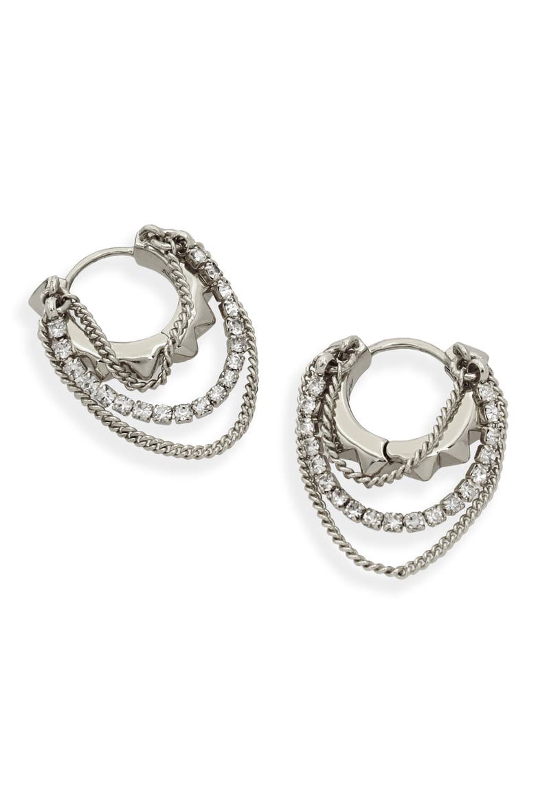 Muiltchain Huggie Hoop Earrings, Alternate, color, RHODIUM