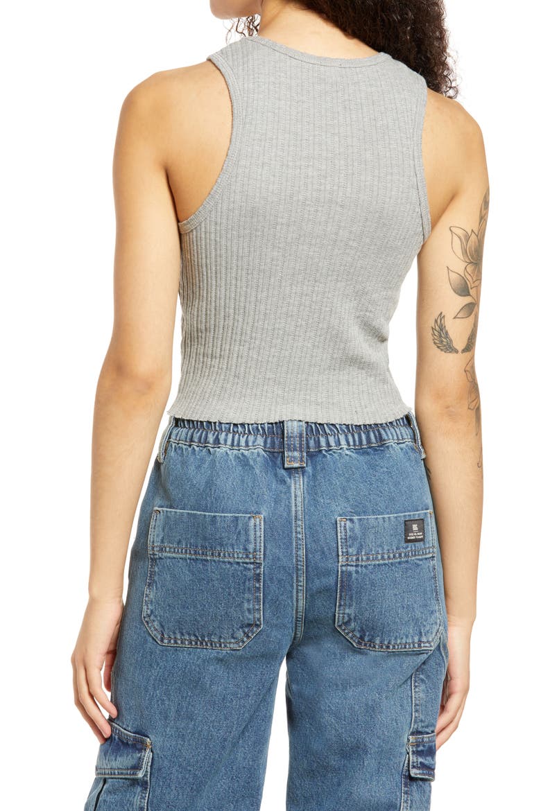 Urban Outfitters Ribbed Racerback Tank, Alternate, color, SLATE
