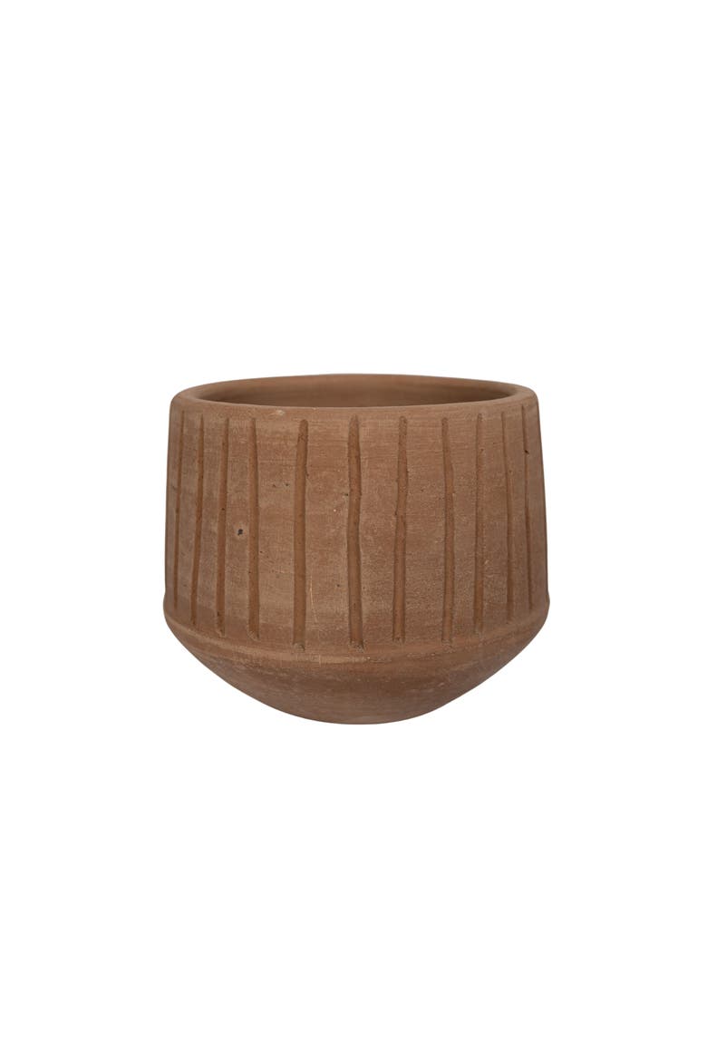 Routed Stripe Terracotta Planter, Main, color, Orange
