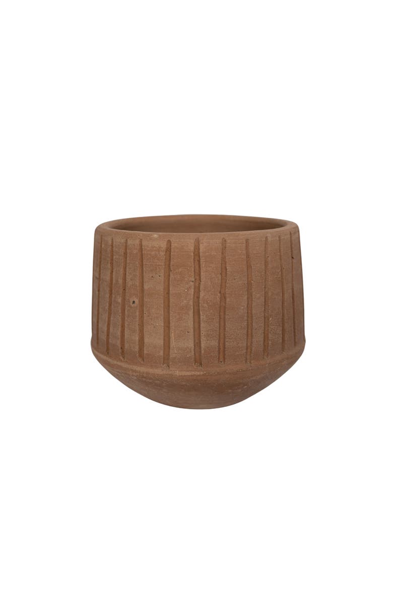 Foreside Home and Garden Routed Stripe Terracotta Planter, Main, color, Orange