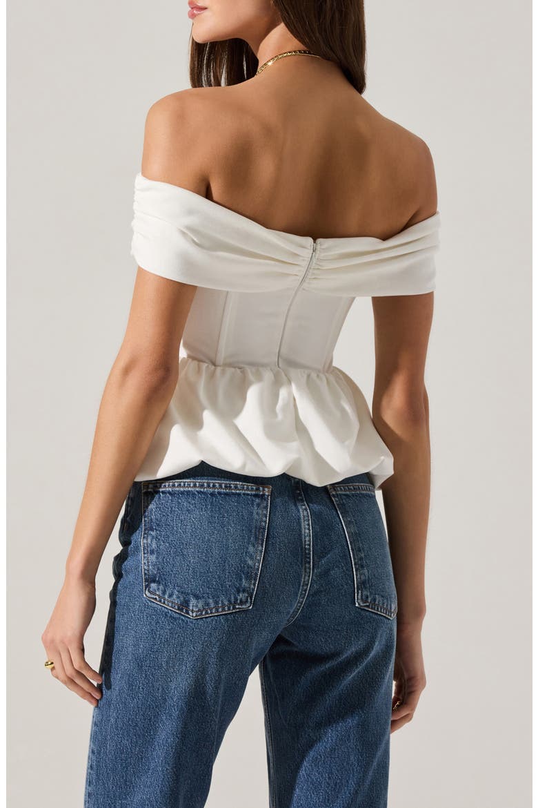 Tennille Off the Shoulder Peplum Top, Alternate, color, WHITE