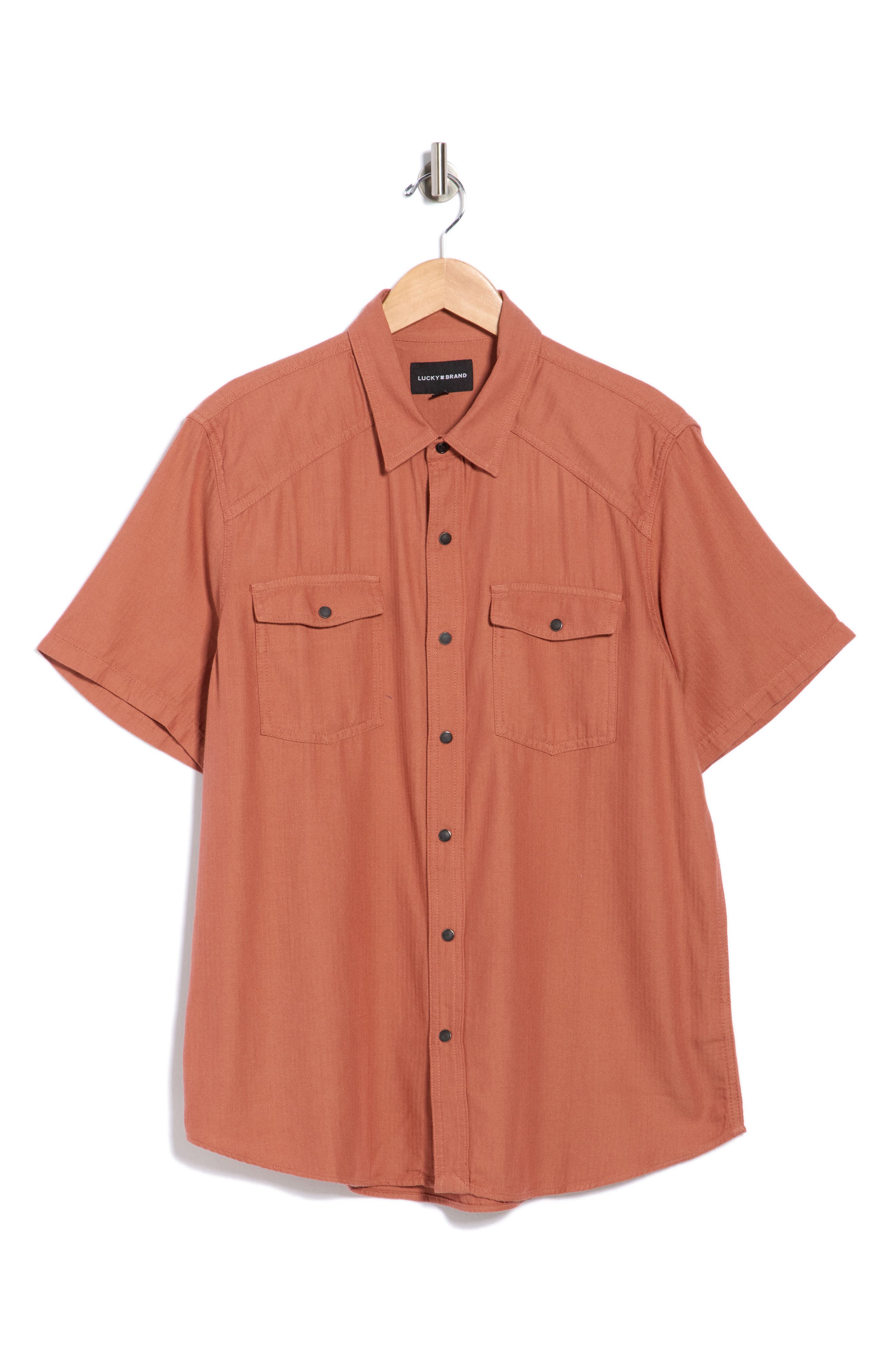 Lucky Brand Herringbone Short Sleeve Western Shirt