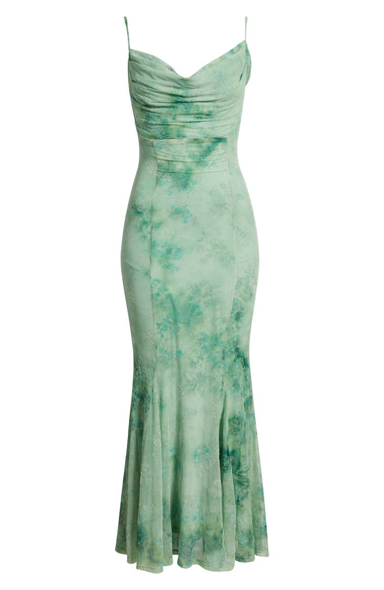 Rare London Floral Burnout Godet Pleat Maxi Dress, Alternate, color, 