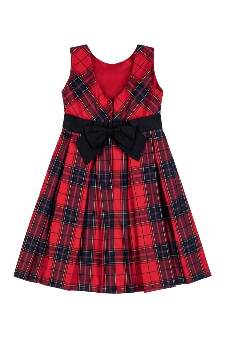 Baby Girls' Pleated Party Dress, Infant, Alternate, color, Red Holiday Plaid