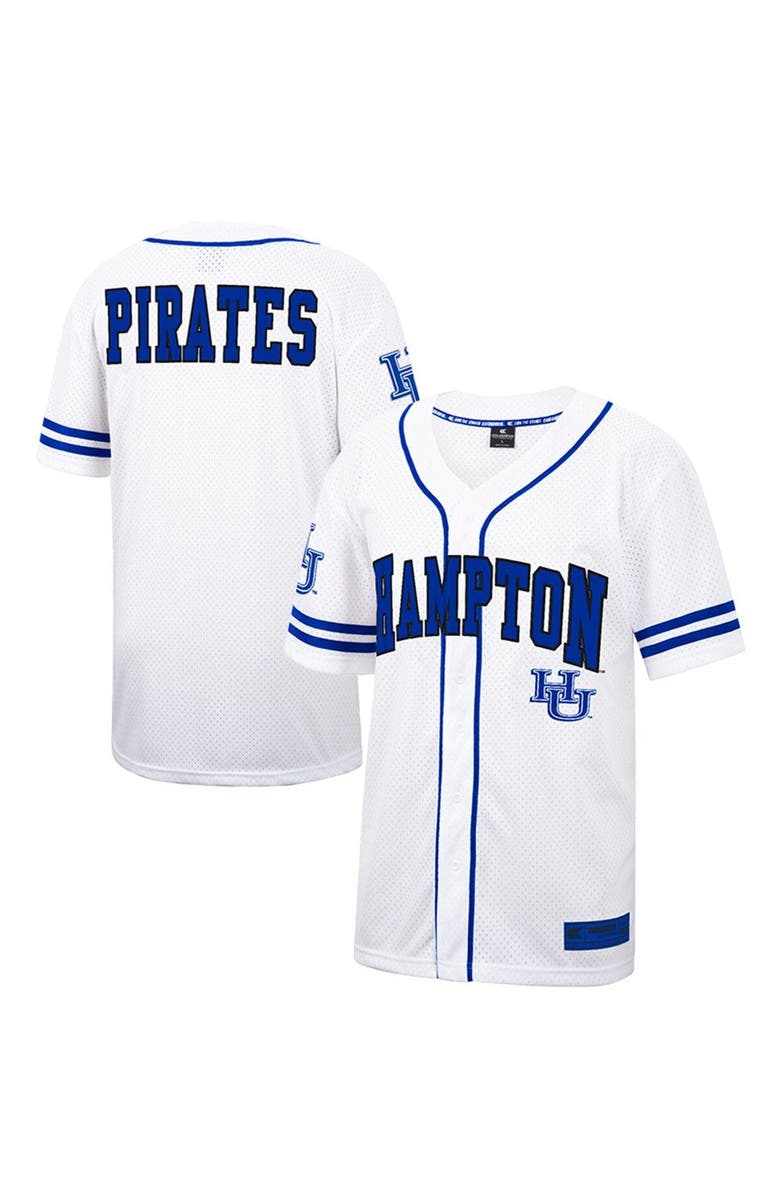 COLOSSEUM Men's Colosseum White Hampton Pirates Free Spirited Mesh Button-Up Baseball Jersey, Alternate, color, 