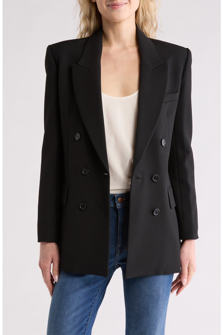 Slim Double Breasted Blazer, Main, color, NOIR
