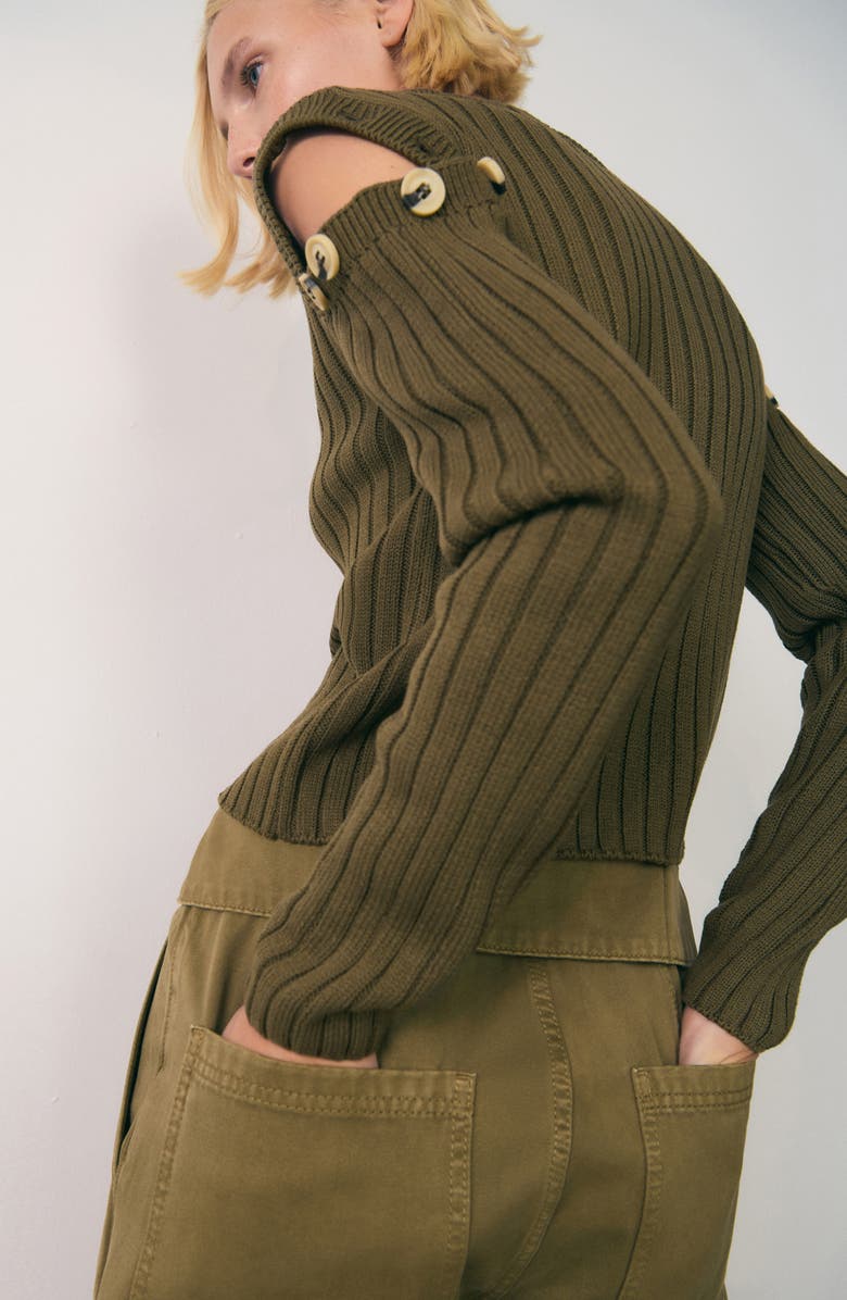 MANGO Convertible Cold Shoulder Rib Sweater, Alternate, color,