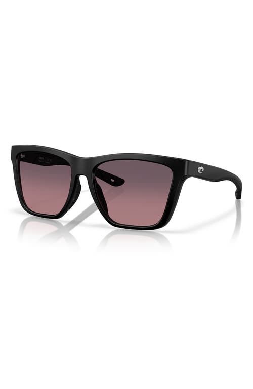 Costa Del Mar 57mm Polarized Rectangular Sunglasses In Matte Black/rose 580g