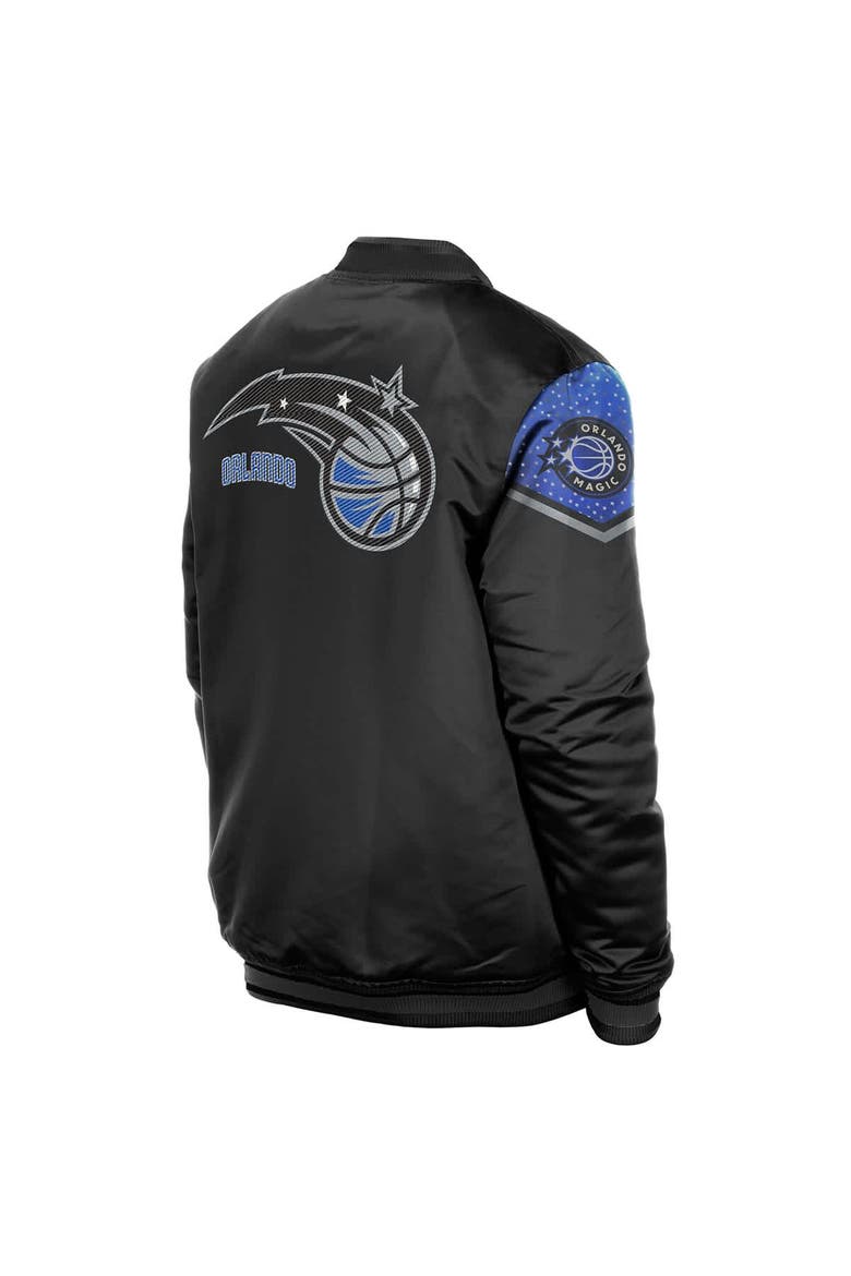 Men's New Era Black Orlando Magic 2025/26 City Edition Full-Snap Satin Jacket, Alternate, color, Black